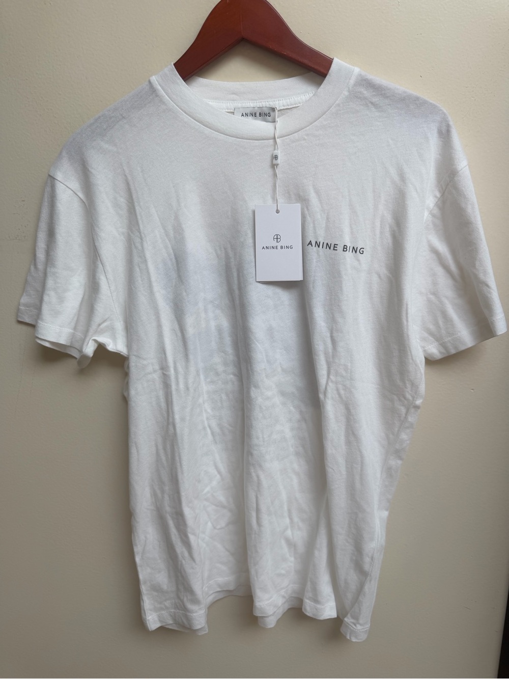 Anine Bing Classic White Logo T-Shirt - Picture 1 of 6
